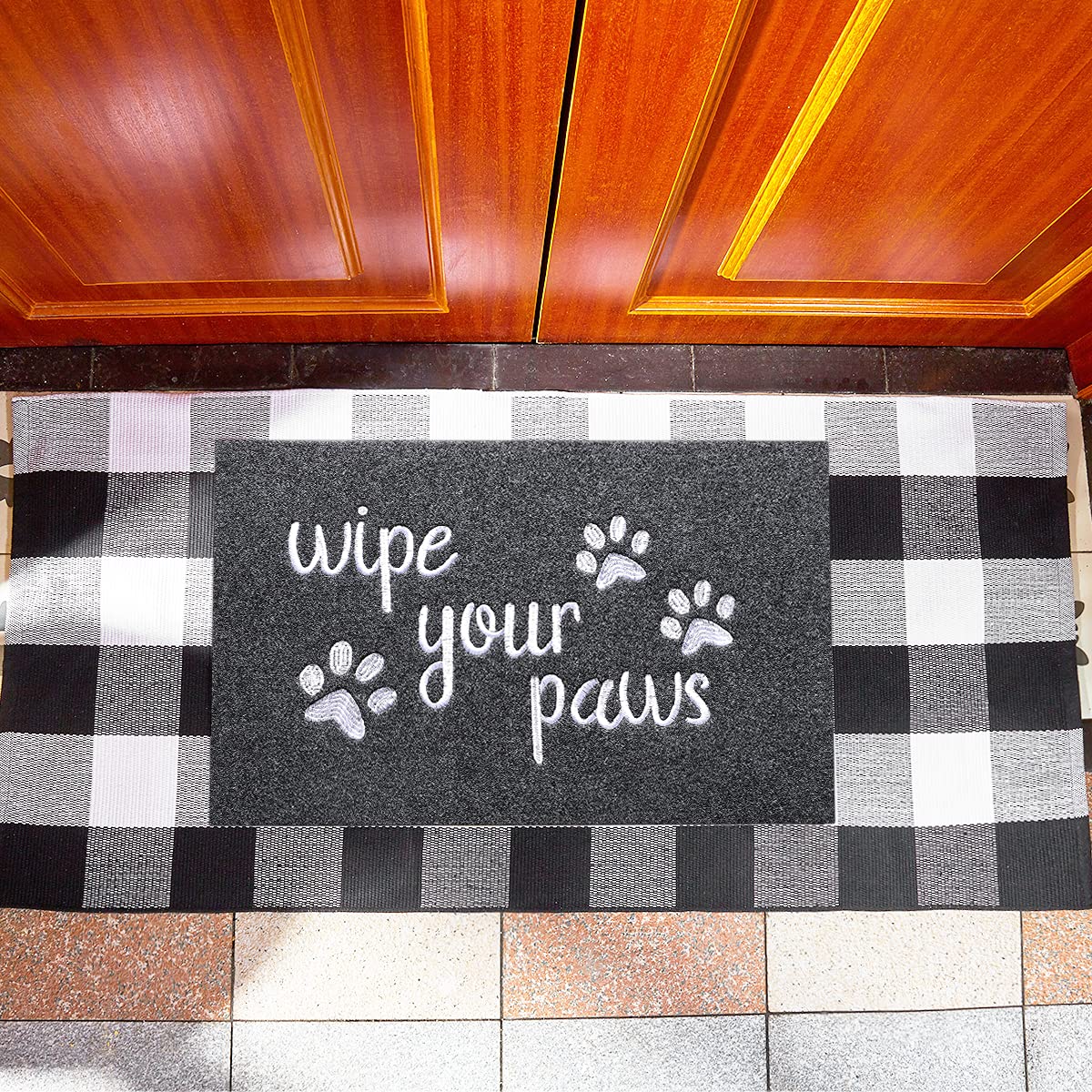 HLFMVWE low-profile 28x18 doormat blends with doors without snagging.