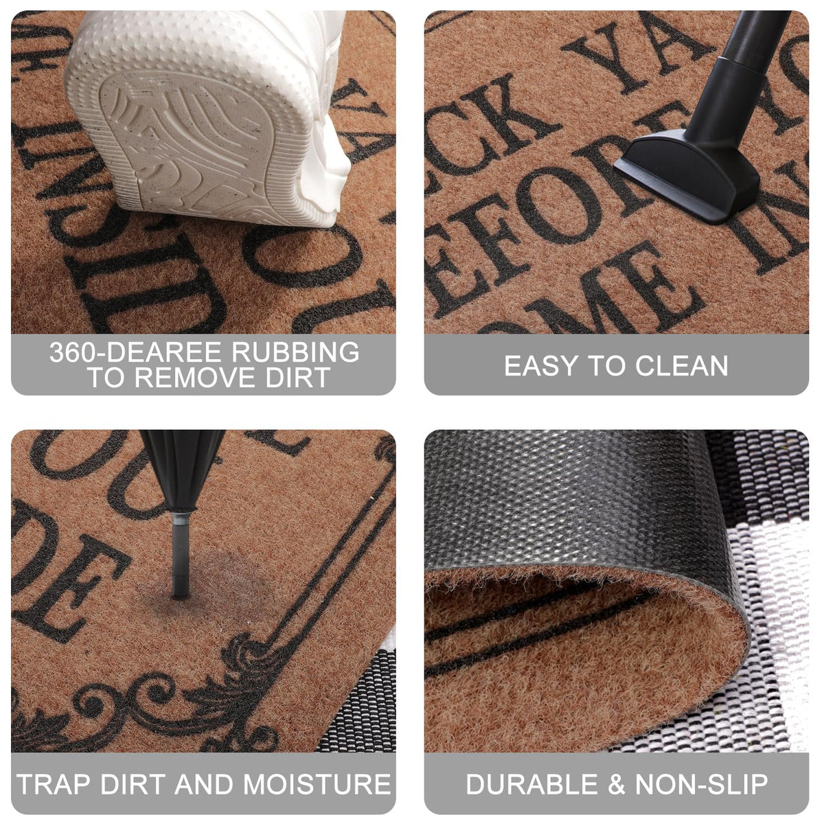 HLFMVWE rustic-pattern welcome mat adds entryway charm.