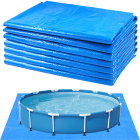 Hlimior 16ft round pool ground cloth in blue protects the liner from debris.