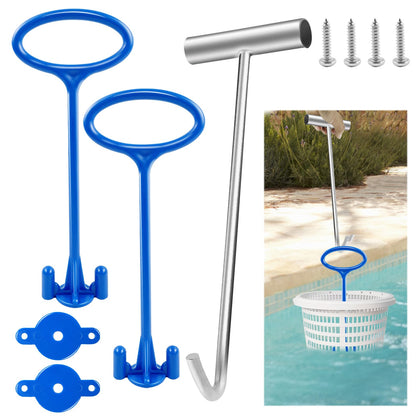 Hlimior 2-pack pool skimmer handle for safer, non-contact basket removal