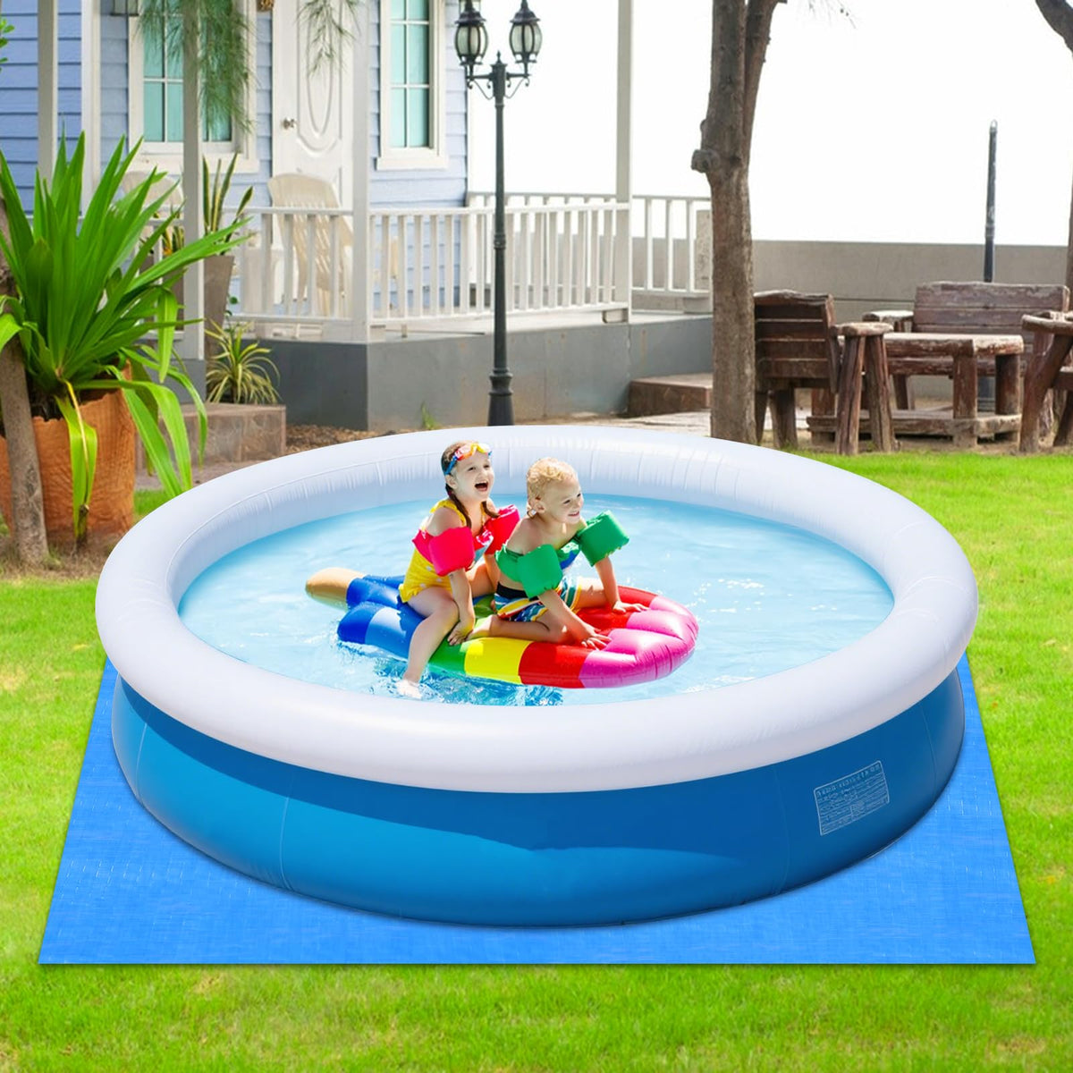 Hlimior above-ground pool base protection shields the surface from damage.