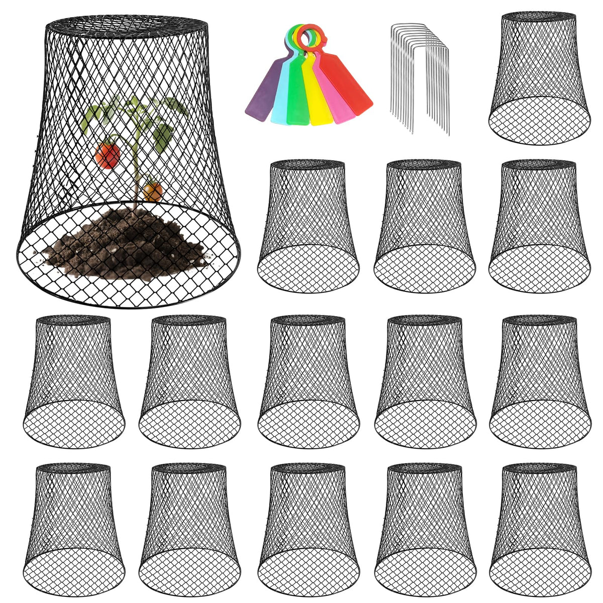 Hlimior chicken wire cloche cover over plant safeguards seedlings while allowing air and light