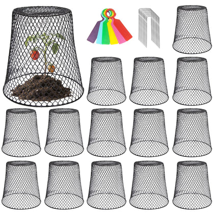Hlimior chicken wire cloche set with 15 covers protects seedlings while allowing airflow.