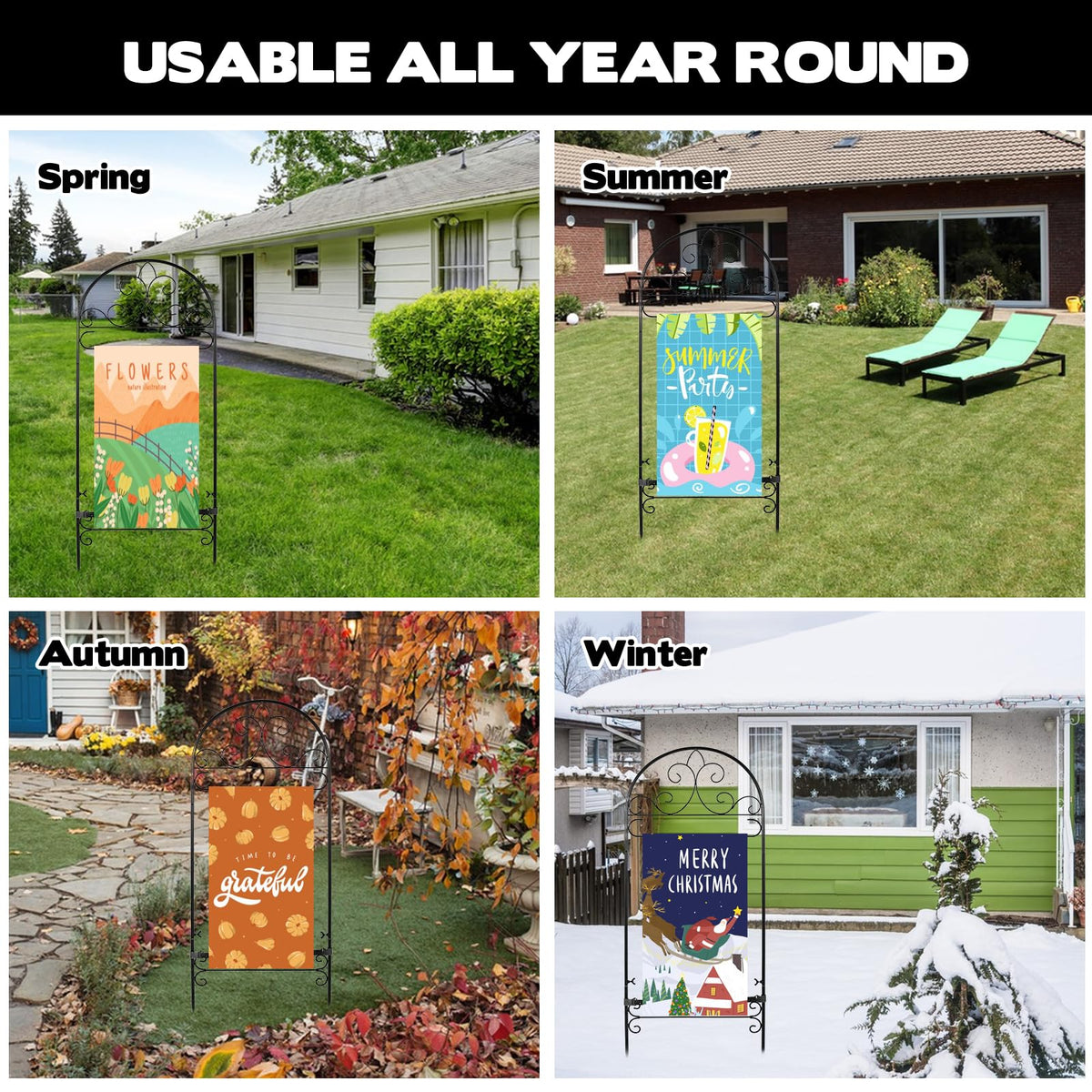 Hlimior durable black metal flag holders provide flexible outdoor display options.