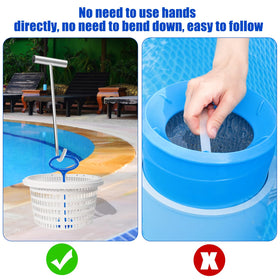 Hlimior ergonomic skimmer handle reduces bending for pool cleaning