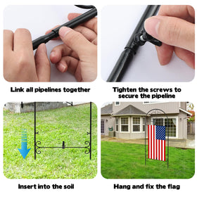 Hlimior stand holds flags up to 14x25 inches securely on the lawn.