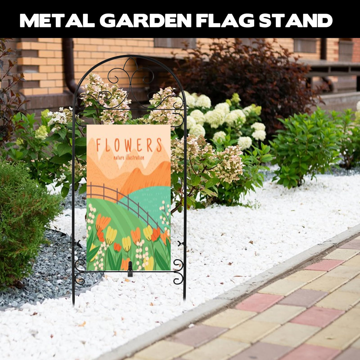 Hlimior flag stands enhance Halloween to Christmas yard decor.