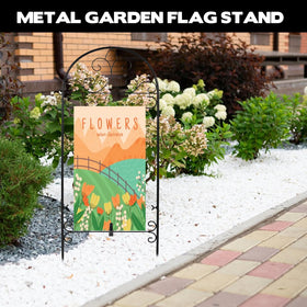 Hlimior flag stands enhance Halloween to Christmas yard decor.