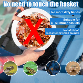Hlimior T-hook bar secures skimmer basket during removal