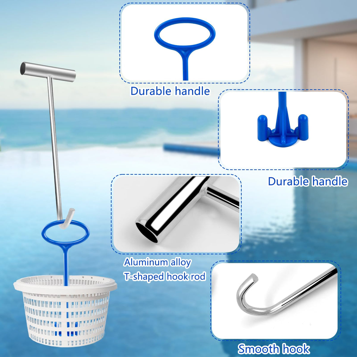 Hlimior universal skimmer cleaning tool fits most baskets