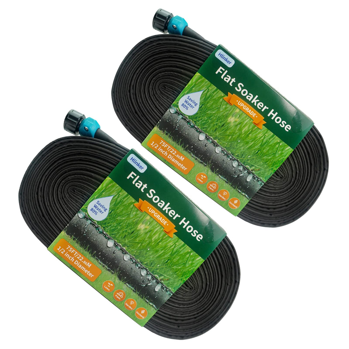 Hlinker flat soaker hose laid along garden beds for even irrigation