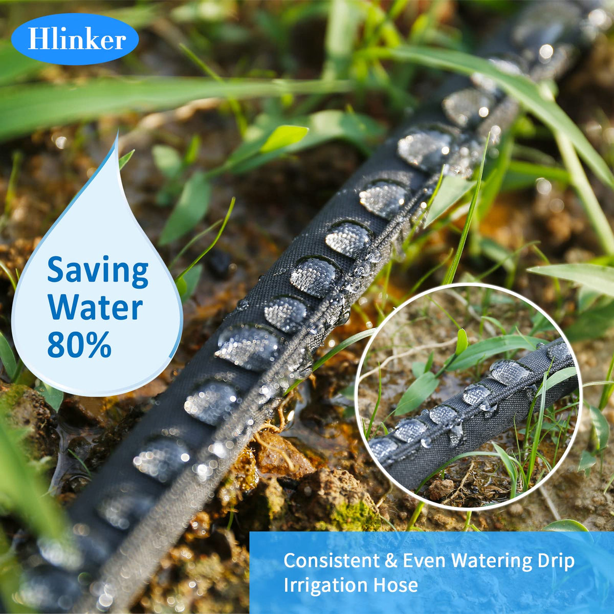 Hlinker flat soaker hose stored flat for easy seasonal storage