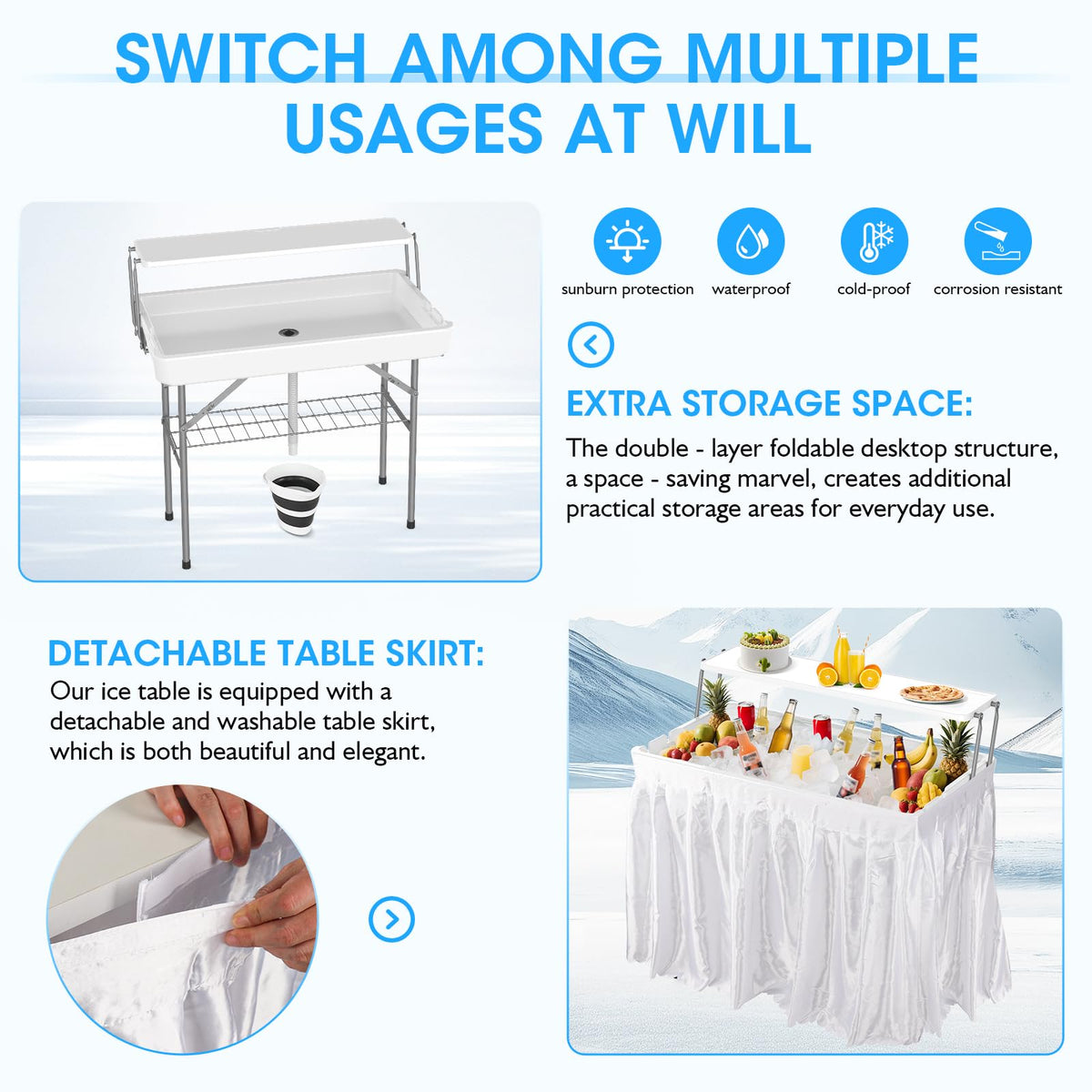 HLPB durable HDPE top and steel legs supporting 440 pounds