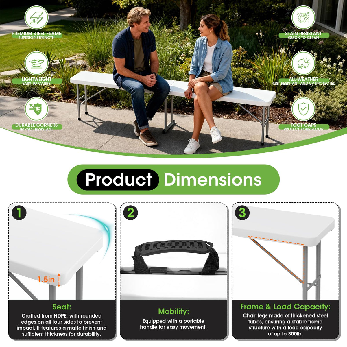 HLPB sturdy gray frame delivers stable seating on varied surfaces