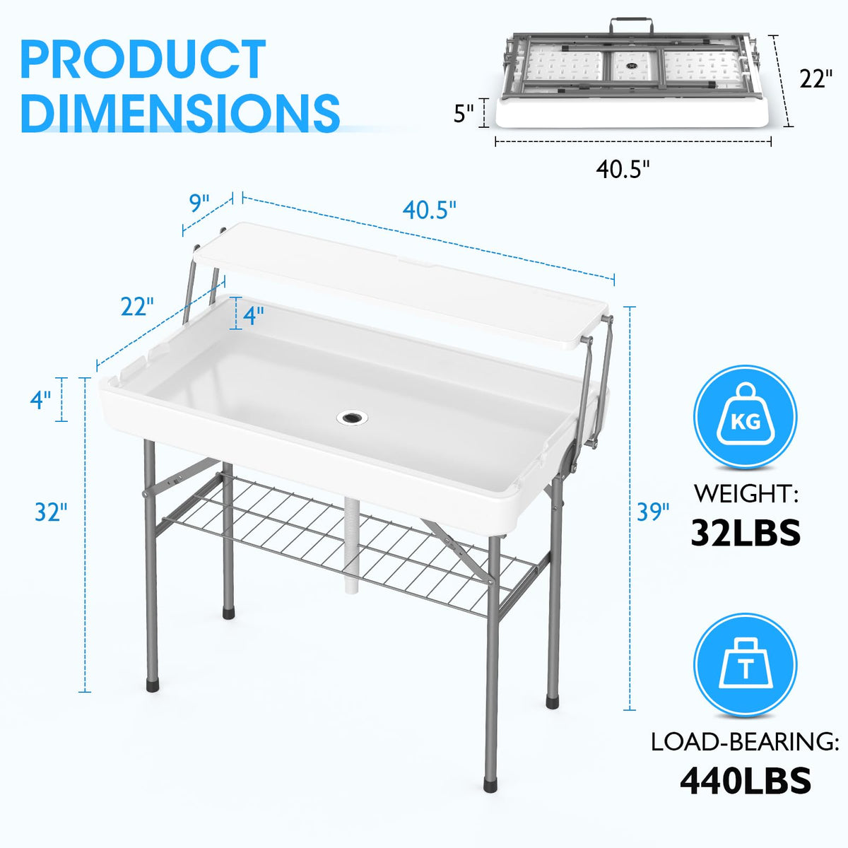 HLPB outdoor ice table with skirt and drain for neat setup