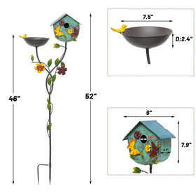 HLQMFHT 2-in-1 design bird bath and birdhouse on pole invites nesting and activity.