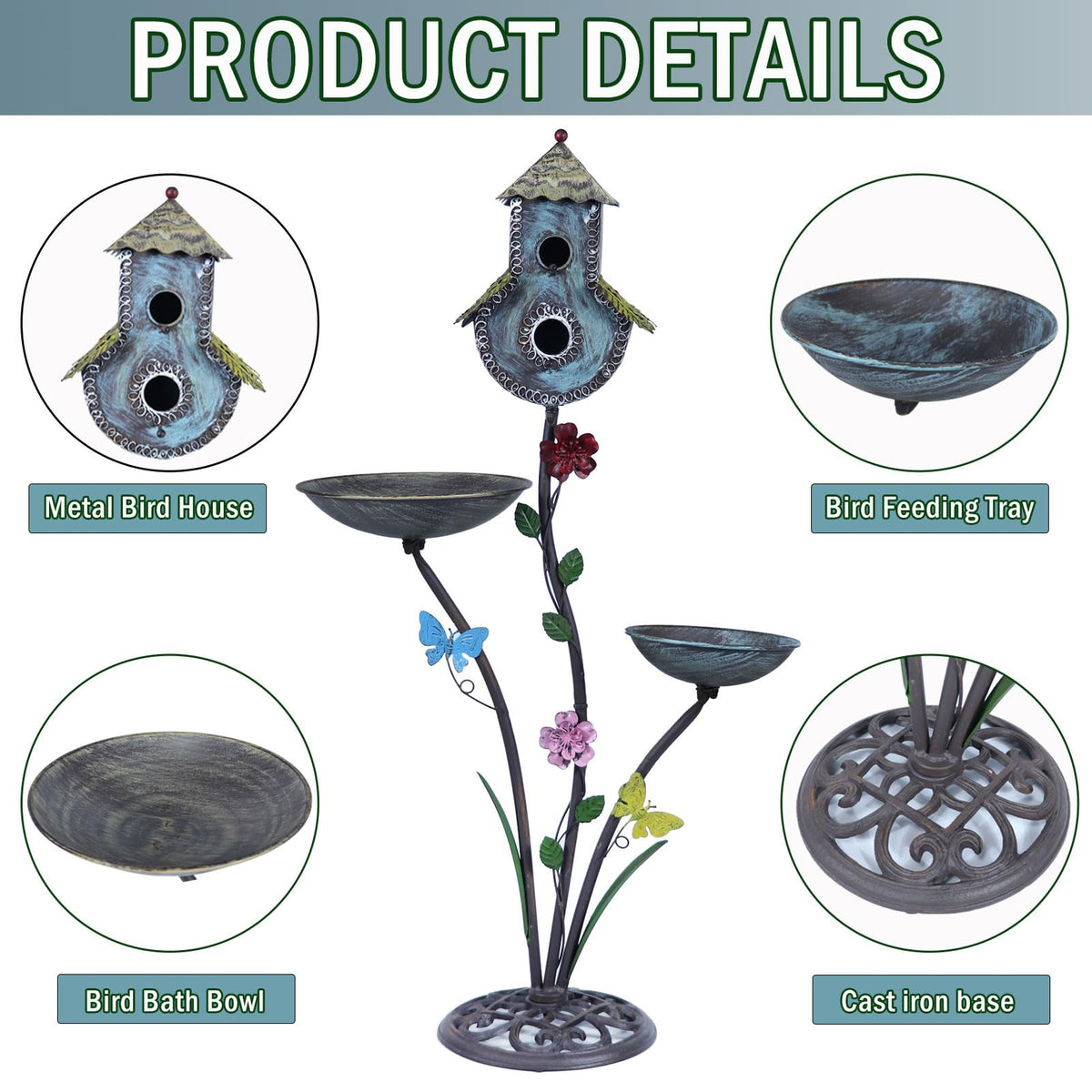 HLQMFHT 3in1 birdfeeder-birdhouse provides convenient feeding and shelter for garden birds.