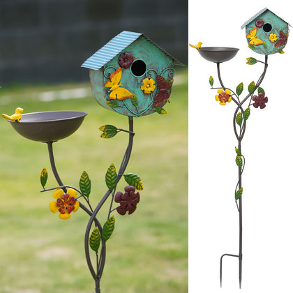 HLQMFHT 52-inch bird bath on pole attracts visiting birds for water and splash.