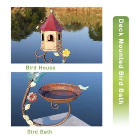 HLQMFHT bird house on deck beside bath for birds