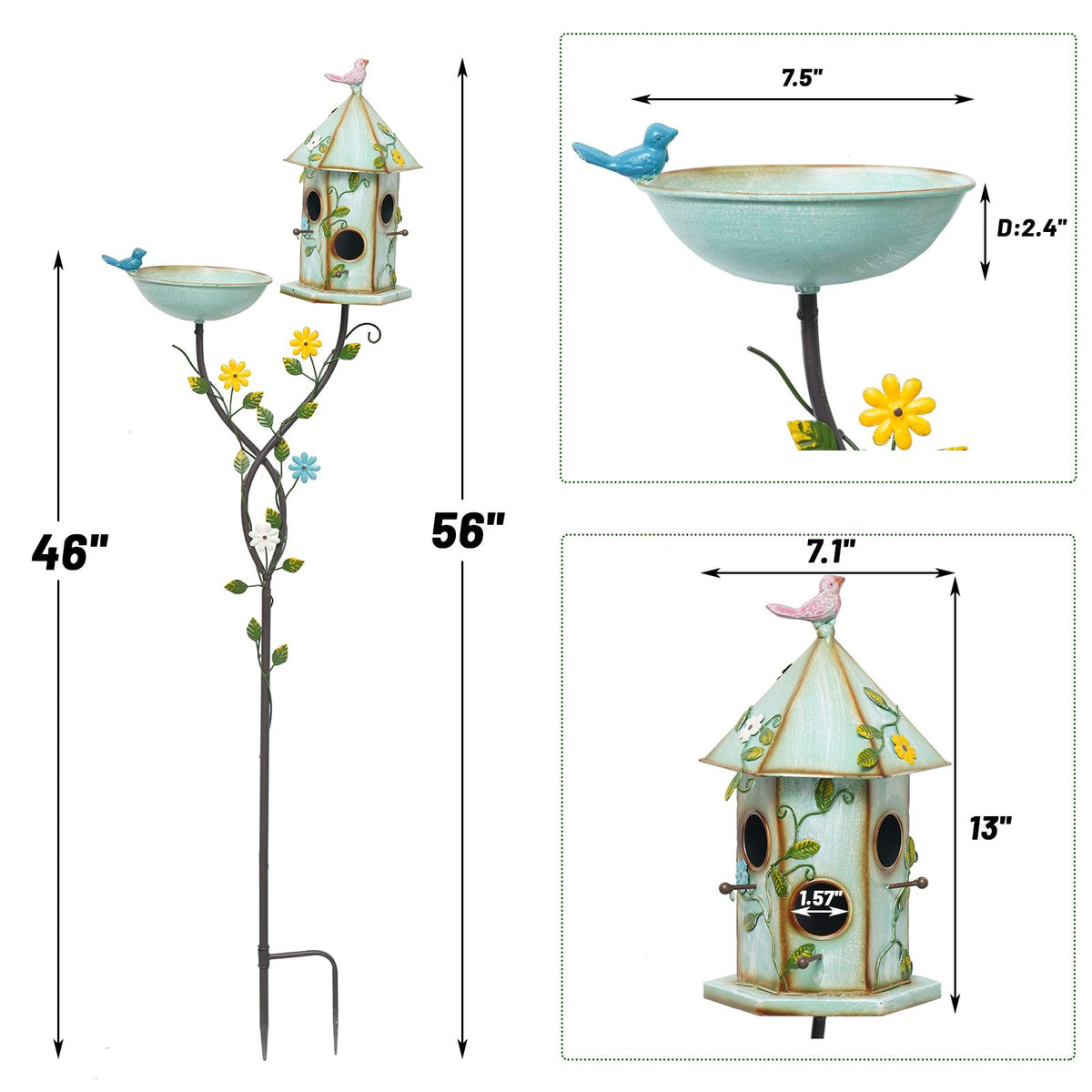 HLQMFHT bird house on pole—nest-ready perch plus decorative charm.
