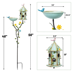 HLQMFHT bird house on pole—nest-ready perch plus decorative charm.