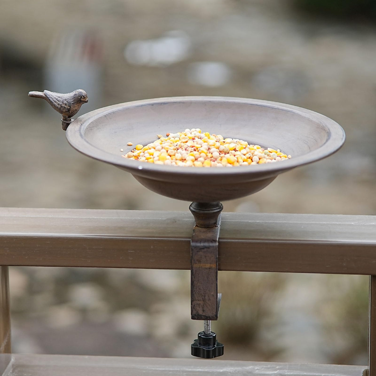 HLQMFHT 12.2-inch diameter deck bird bath fits most rails