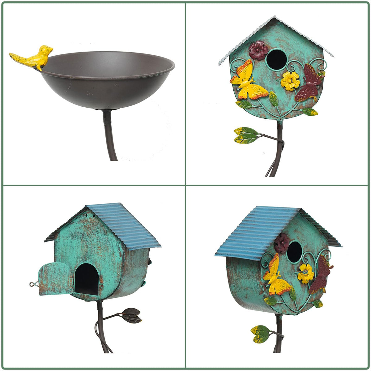 HLQMFHT leaf-and-flower decor on pole adds charm and draws birds to the garden.