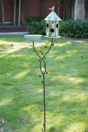 HLQMFHT leaves and flowers detail—adds garden decor while inviting feathered visitors.