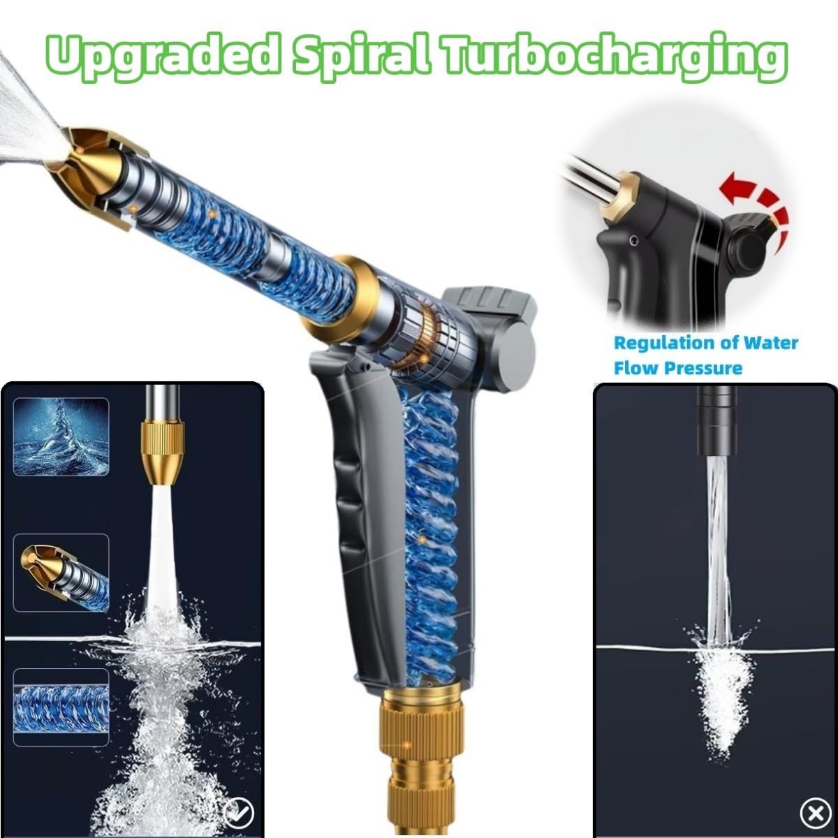 Multiple spray patterns from shower to jet for various tasks.