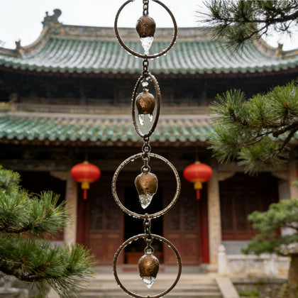 HMDIUM rain chains 47inch bell design create a tranquil outdoor water feature.