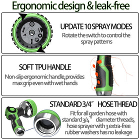 HmiL-U nozzle attached to a standard garden hose for quick setup.