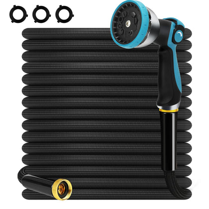 HmiL-U non-expandable garden hose 50ft demonstrates steady water flow for reliable watering.