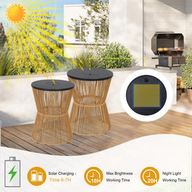 HMVPL round patio side tables set of two enhances balcony decor and seating.