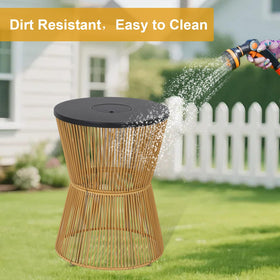 HMVPL poolside weatherproof rattan table for sturdy outdoor use.