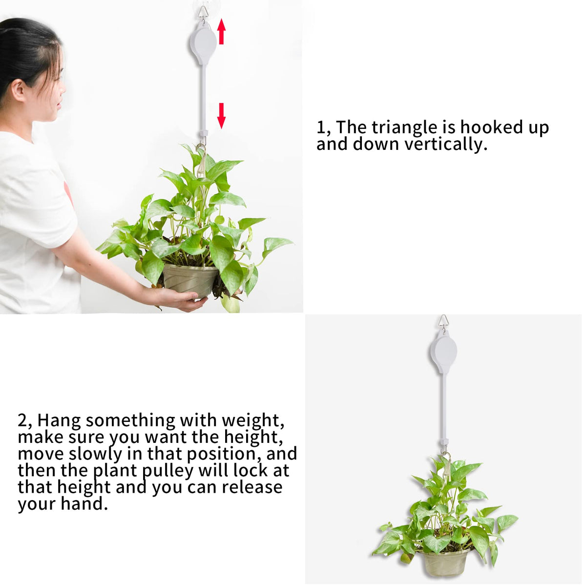 Hmxpls bird feeder and pot hanging setup with pulley system