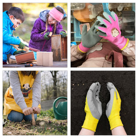 Hmxpls kids gardening gloves non-slip palm, secure grip for delicate tasks.