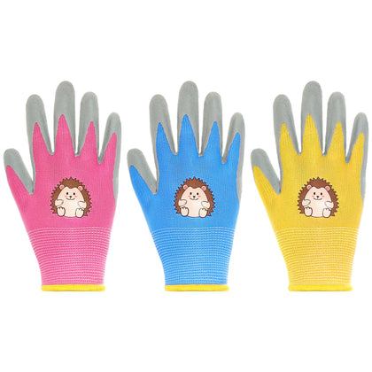 Hmxpls pink palm view kids gardening gloves for safe digging and grip