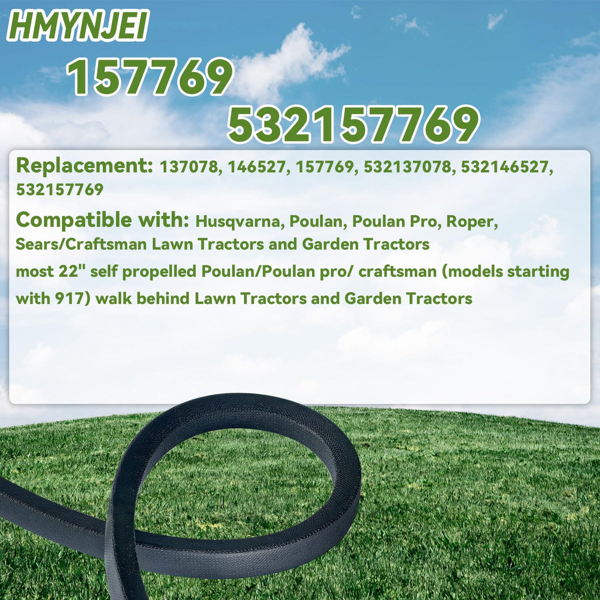 HMYNJEI belt compatible with Poulan Pro and Craftsman.