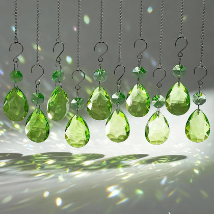 H&D HYALINE & DORA Bauhinia crystal suncatcher green reflects sunlight into rainbows for windows