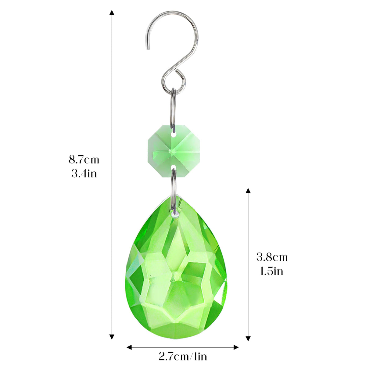 H&D HYALINE & DORA green suncatcher hanging from a curtain or window