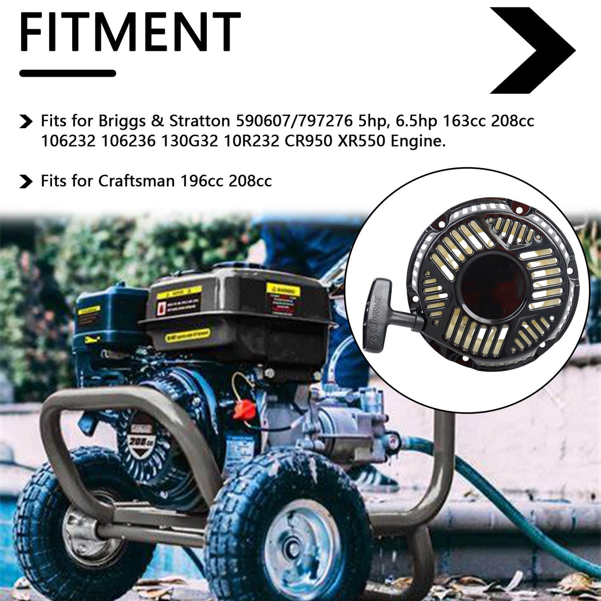 HNeekyr pull-start used in generators and pressure washers for readiness.