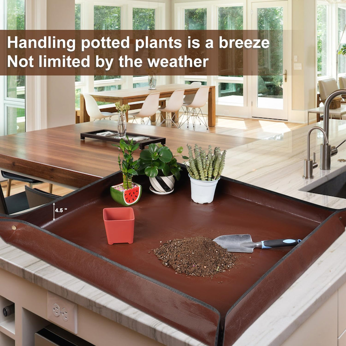 HNXTYAOB easy-clean surface simplifies cleanup after potting and soil changes