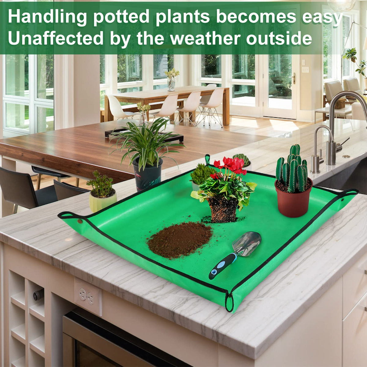 HNXTYAOB repotting mat with brass buckles stabilizing setup