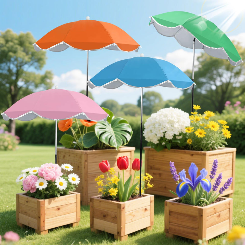 HNYTLCO plant umbrella with 26-inch shade protecting garden beds from sun