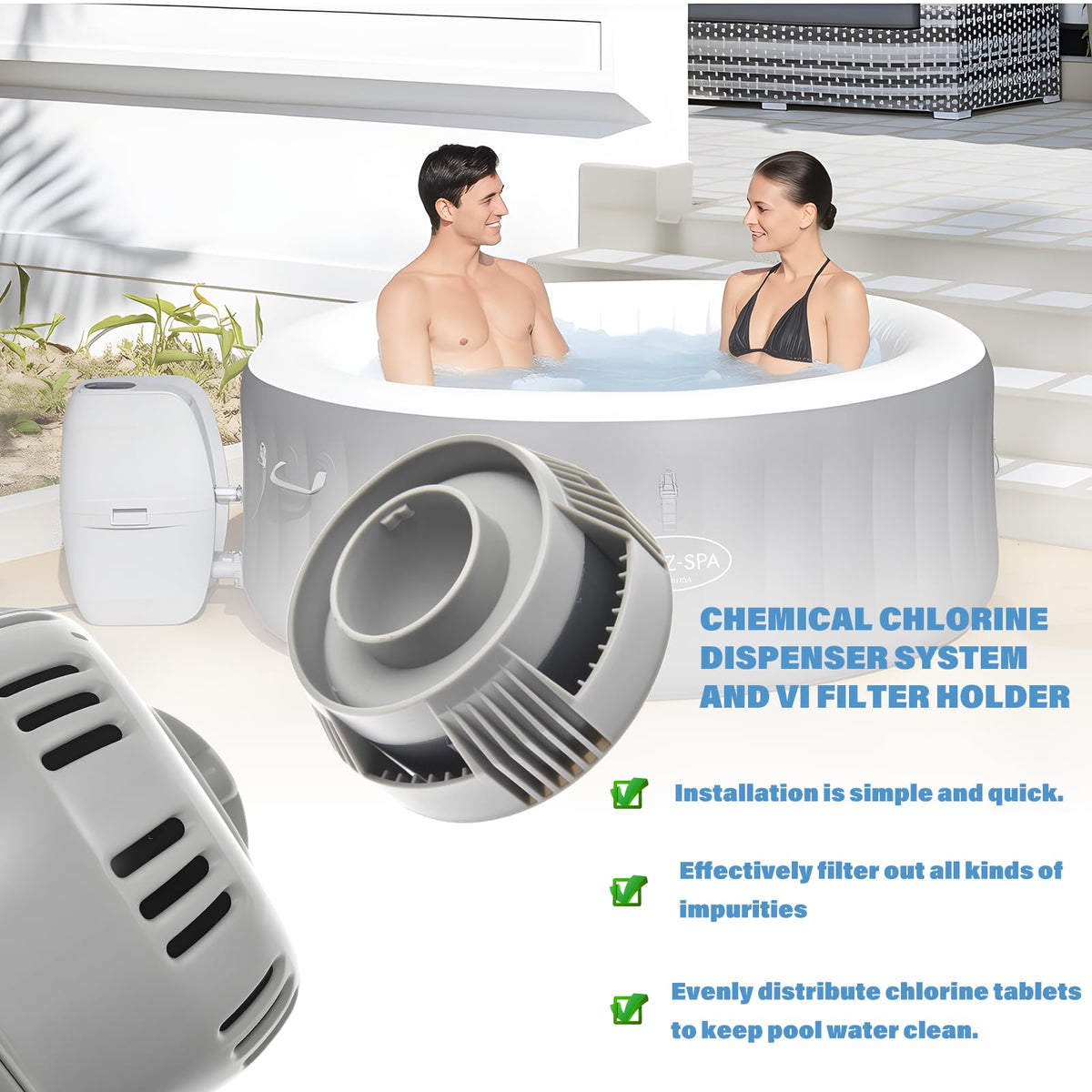 Easy installation of HOAIXUN spa accessory dispenser and holder without tools