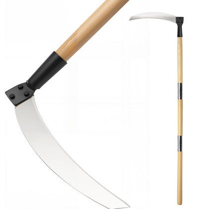 HOAIXUN solid wood handle sickle for durable yard pruning and weed control.