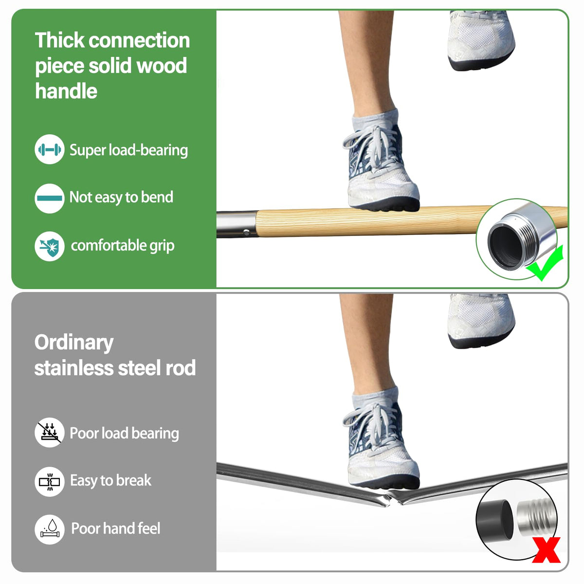 HOAIXUN three-section adjustable length adapts to user height and tasks.