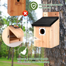 hoamayya weather-resistant wooden birdhouse with ventilation and drainage maintains dry nests