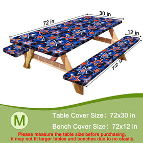 HobbLab bench covers 72x12in blue red pattern shields seating area