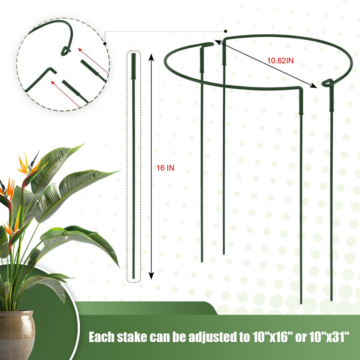 Hobychild patchwork tubes provide versatile 16-inch garden support.